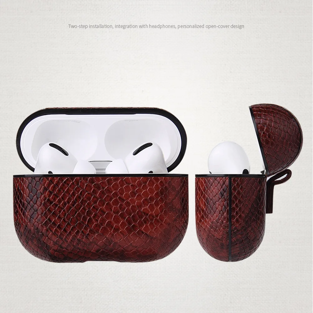 

Sexy Snake Skin Bag Case For AirPods 2 AirPods Cases Bluetooth Wireless Earphone PU Leather Cover For Airpods Pro Case Box Funda
