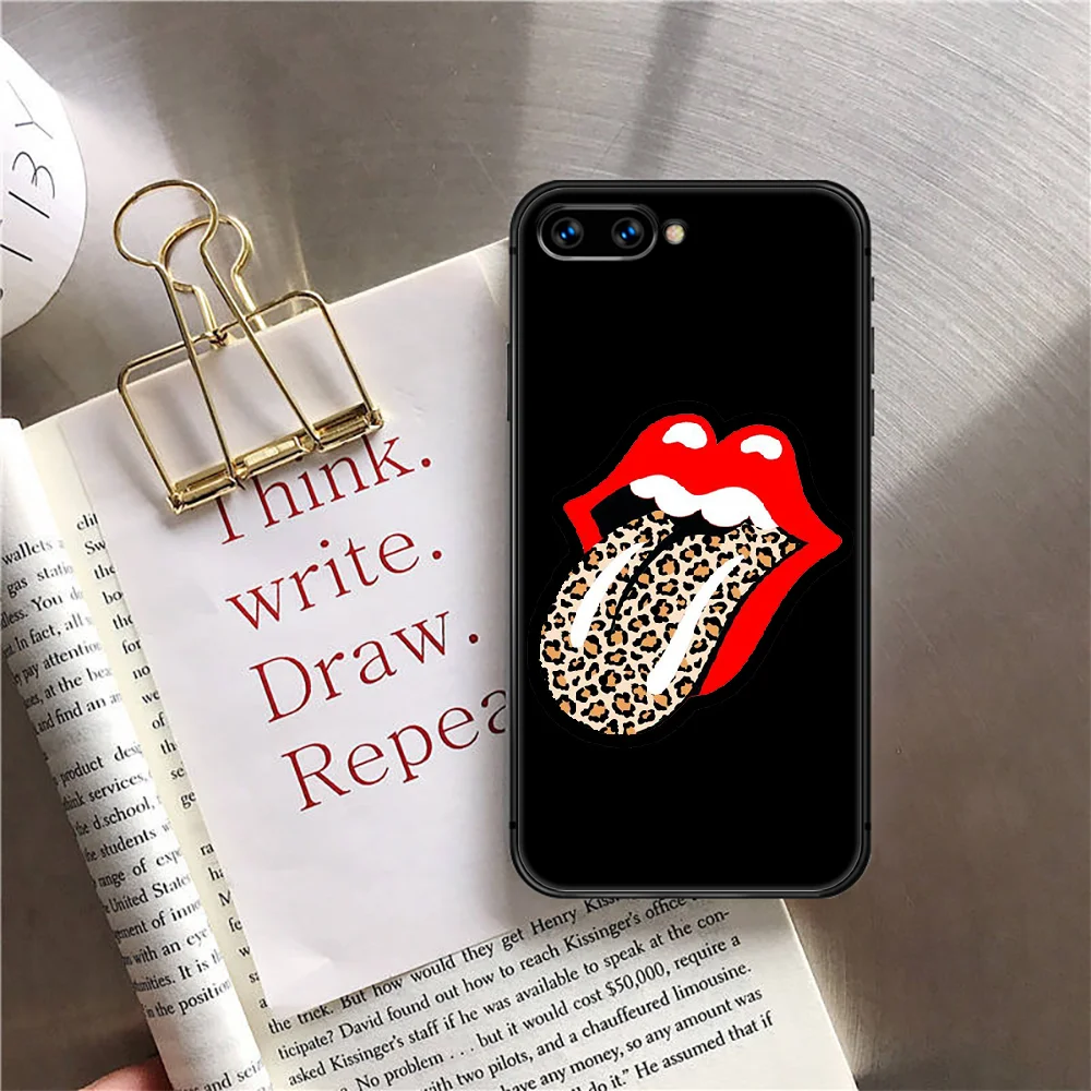 

Rolling-Stone Sexy Tongue Phone Case Cover For Huawei Honor Nova 5T 7I 8A 8X 8 9X 9 10 10I 20 30 Pro Lite Black Silicone Etui