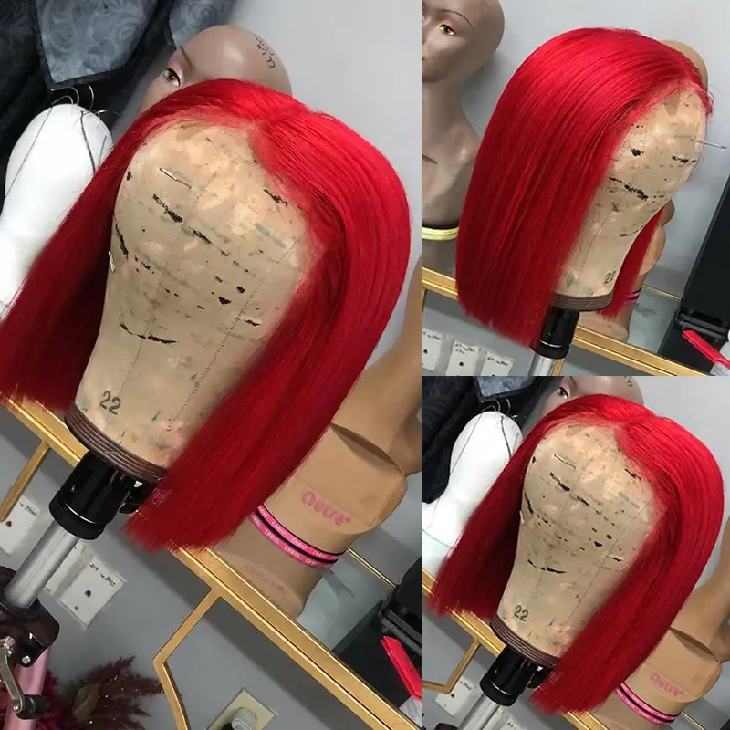 Malaika Colored Bob Wig Red Lace Front Human Hair Wigs For Black Women 613 Bob Wig Short Silky Straight Middle Part Full Ends images - 6