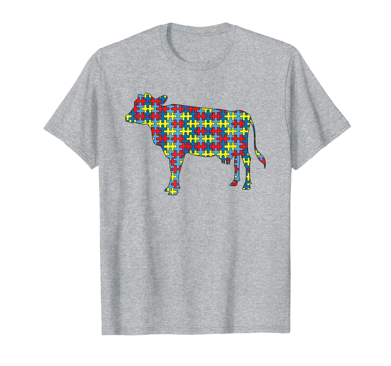 

Cow Autism Awareness Kids Heifer Farm Puzzle Day Mom Gift T-Shirt