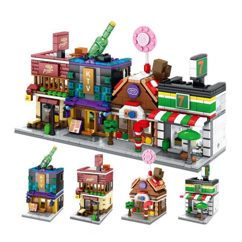 4 шт./компл. детская игрушка строительный блок сборки с изображением уличного