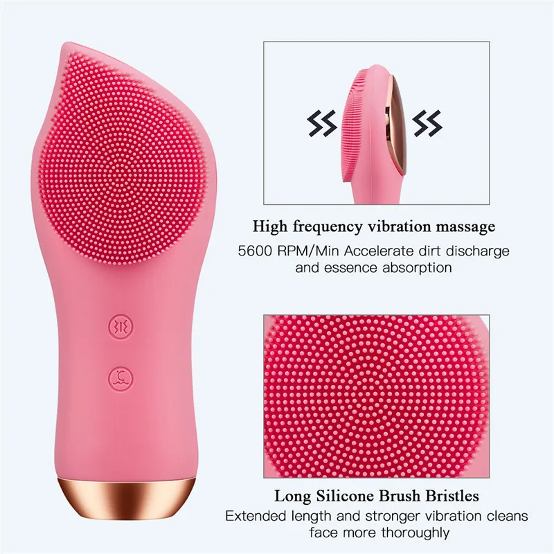 

Silicone Heating Face Cleaner Wash Brush Blackhead Removal Face Massager Sonic Vibration Beauty Cleaner Skin Washing Cleaning