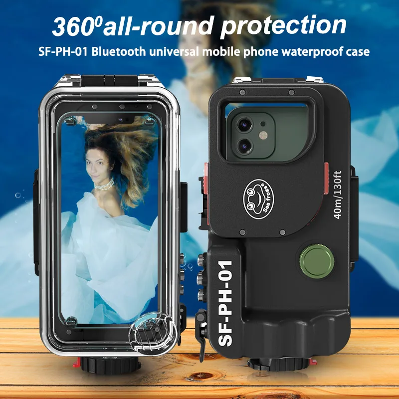 seafrogs universal bluetooth cell phone housing case box underwater 40m photography for iphone huawei samsung xiaomi smartphone free global shipping