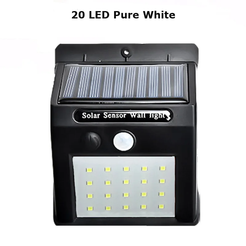 20 LEDs Wall Lamp Солнечная лампа 118 светодиодный PIR датчик движения лампа на открытом воздухе IP65 водонепроницаемый Солнечный садовый светильник s аварийный светильник безопасности Солнечная настенная лампа - Испускаемый цвет: 20 LEDs Wall Lamp