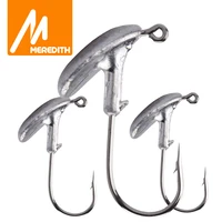 meredith 10pcslot 3 5g 5g 7g 10g 14g blood slot jig head tumbler fishing hooks for soft lure carbon steel fishing hoooks
