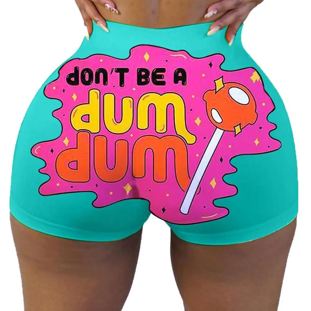 Женские модные мягкие шорты с принтом для отдыха высокой талией йоги тренировок