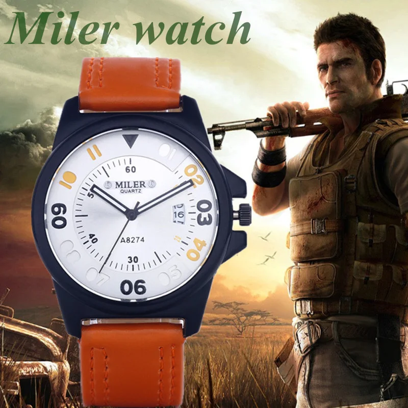 

Miler Leather Band Wrist Watches Men Hot High Quality Life Waterproof Date Display Men's Watch Male Clock Sport horloges mannen
