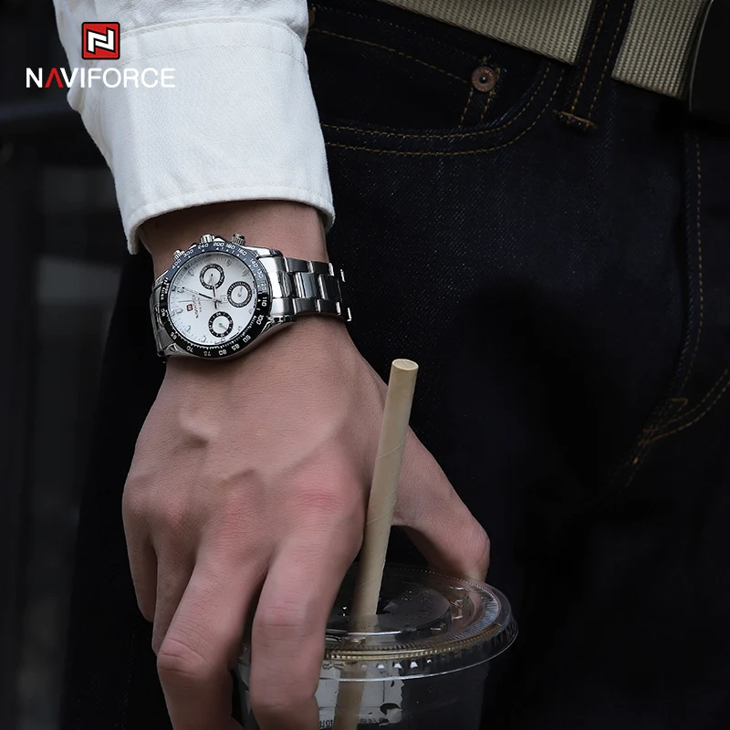 NAVIFORCE Top Brand Sports Quartz Watches Luxury Gold Stainless Steel Watch Male Waterproof Wrist Watch For  Men Reloj Hombre