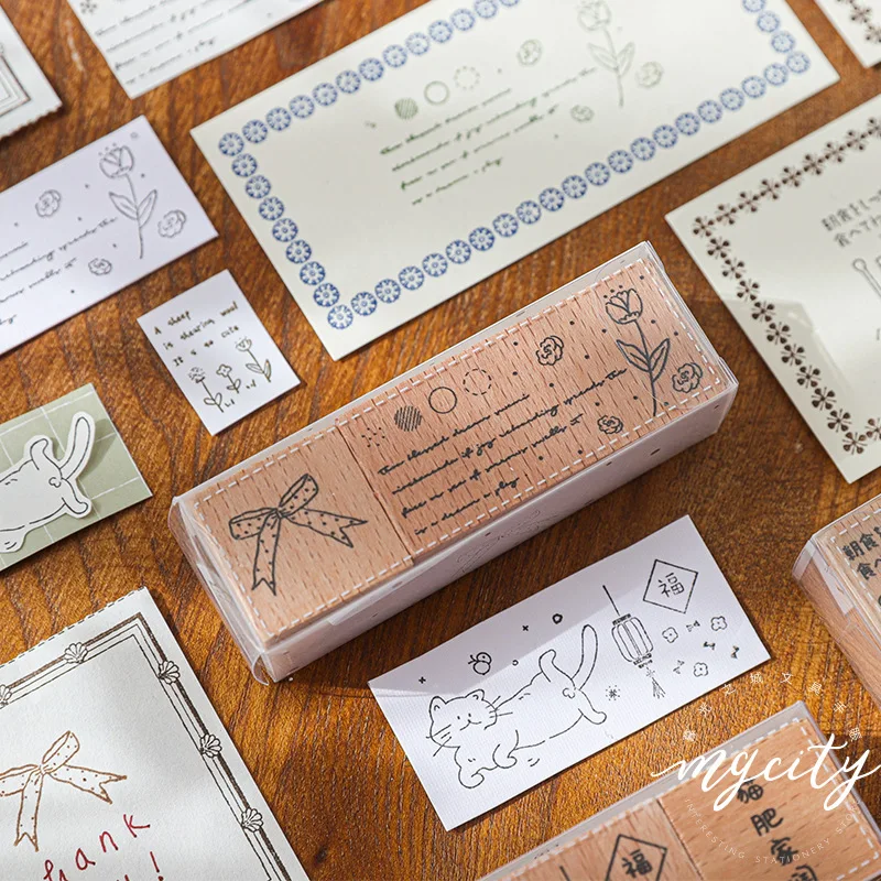 

2 Pcs/Set Vintage Christmas Cotton Island series wooden rubber stamps for scrapbooking stationery DIY scrapbooking wooden stamp