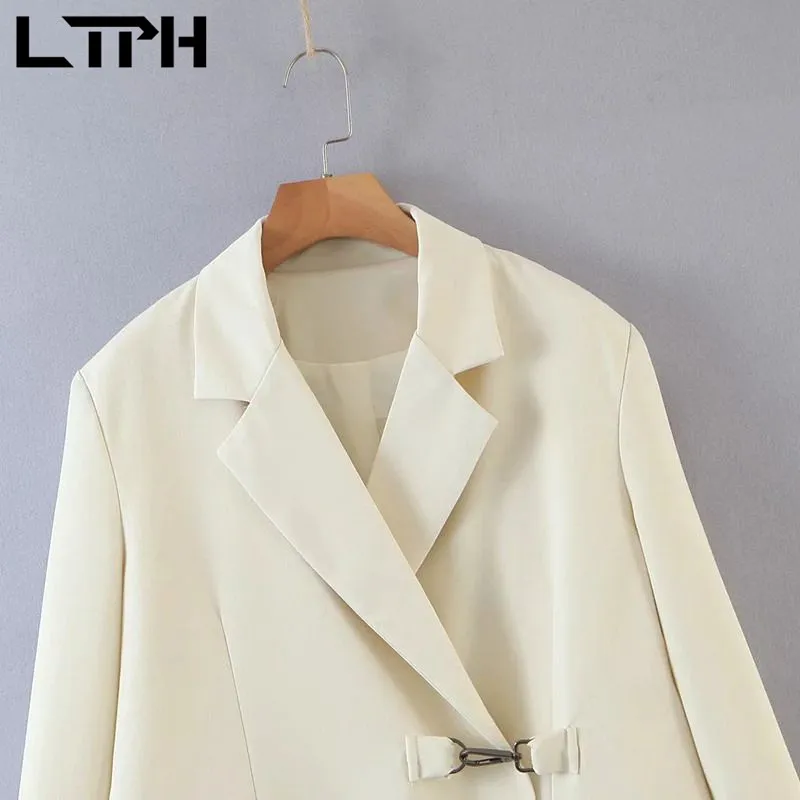 LTPH-Chaqueta holgada de manga larga para mujer, chaqueta con diseño de hebilla de metal, Estilo vintage, informal, combina con todo, primavera 2021