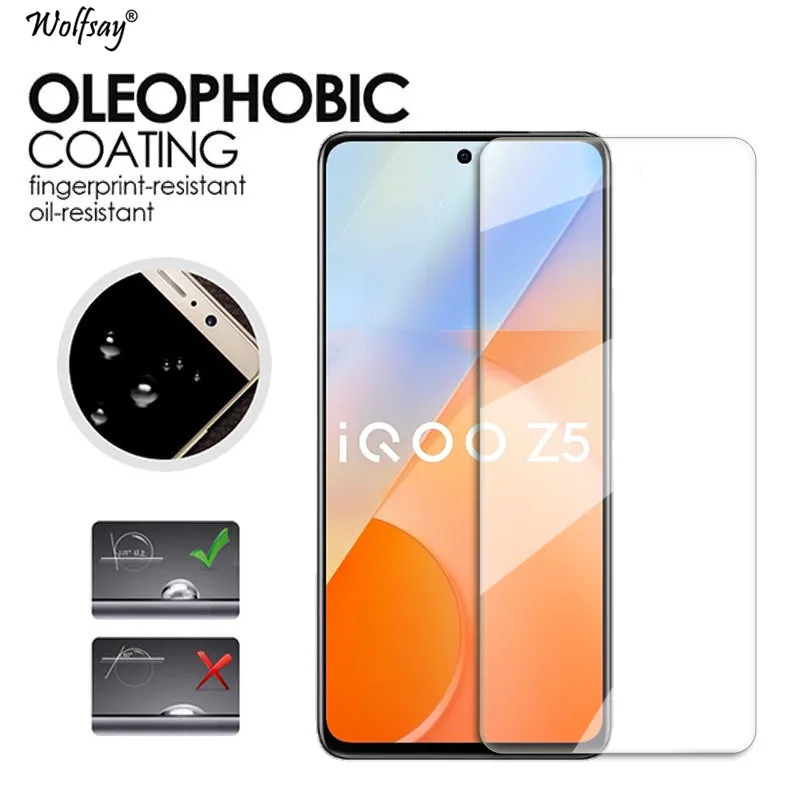 Protector de pantalla 9H para Vivo iQOO Z5, cristal templado para iQOO Z5 Z5X Z3 Z1 Z1X, pel&iacute;cula protectora de lente de c&aacute;mara para iQOO Z5 Z5X-3