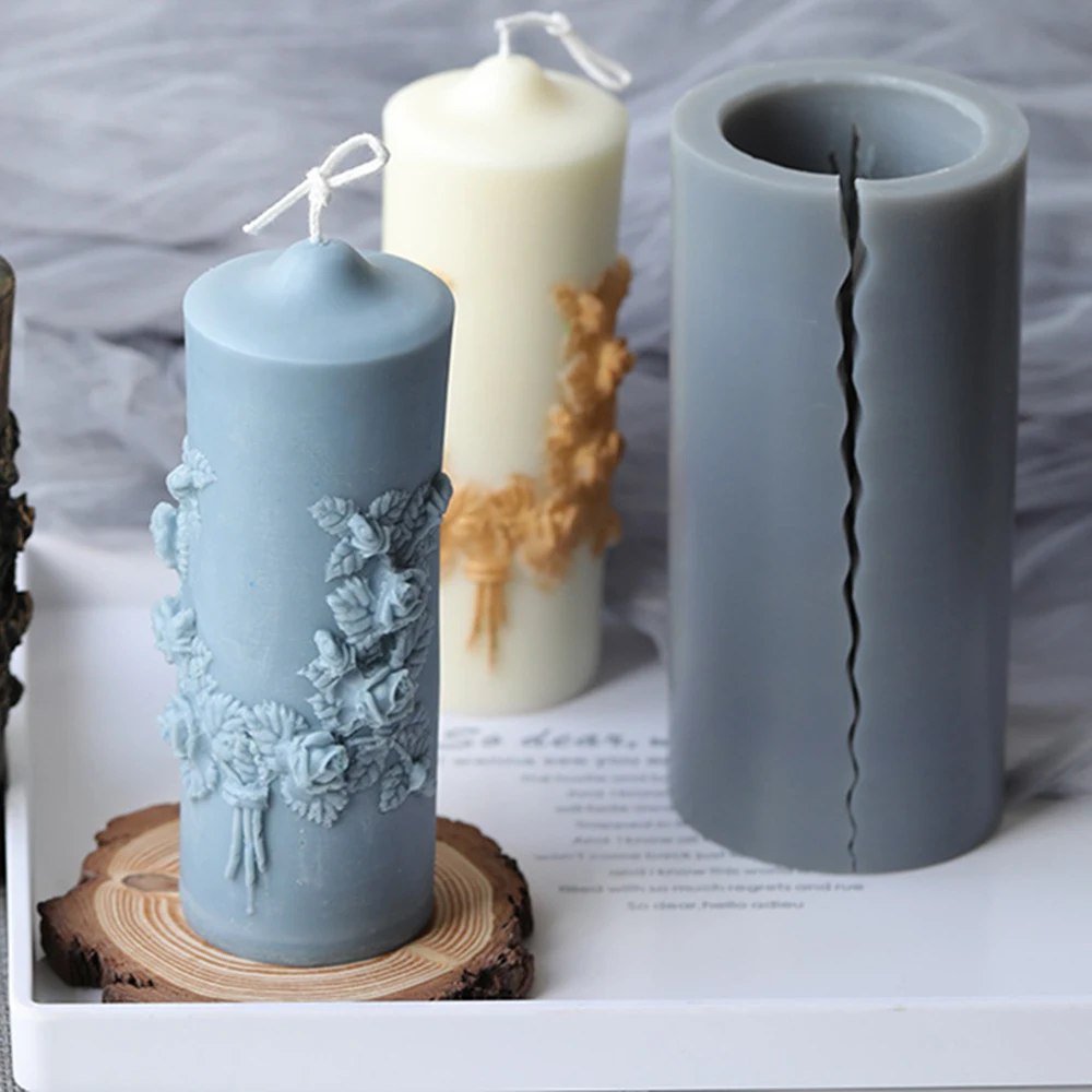 Carved Cylindrical Candle Mold Scented For Making DIY Home Decor | Дом и сад