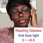 Роскошные брендовые градиентные фиолетовые очки для чтения кошачий глаз женские прозрачные компьютерные очки в толстой оправе с синими блоками для дальнозоркости + 1,0 + 2