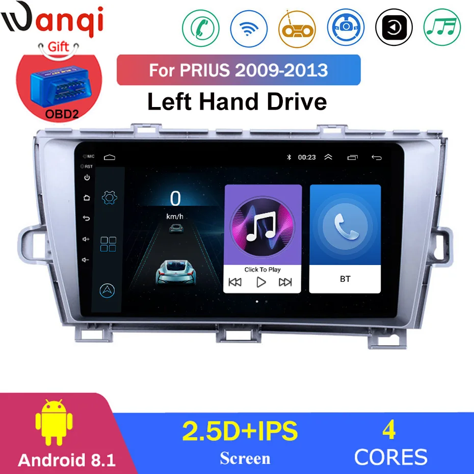 Для Toyota Prius LHD 2009 2013 автомобильный Радио Мультимедиа Видео плеер навигация gps Android 8