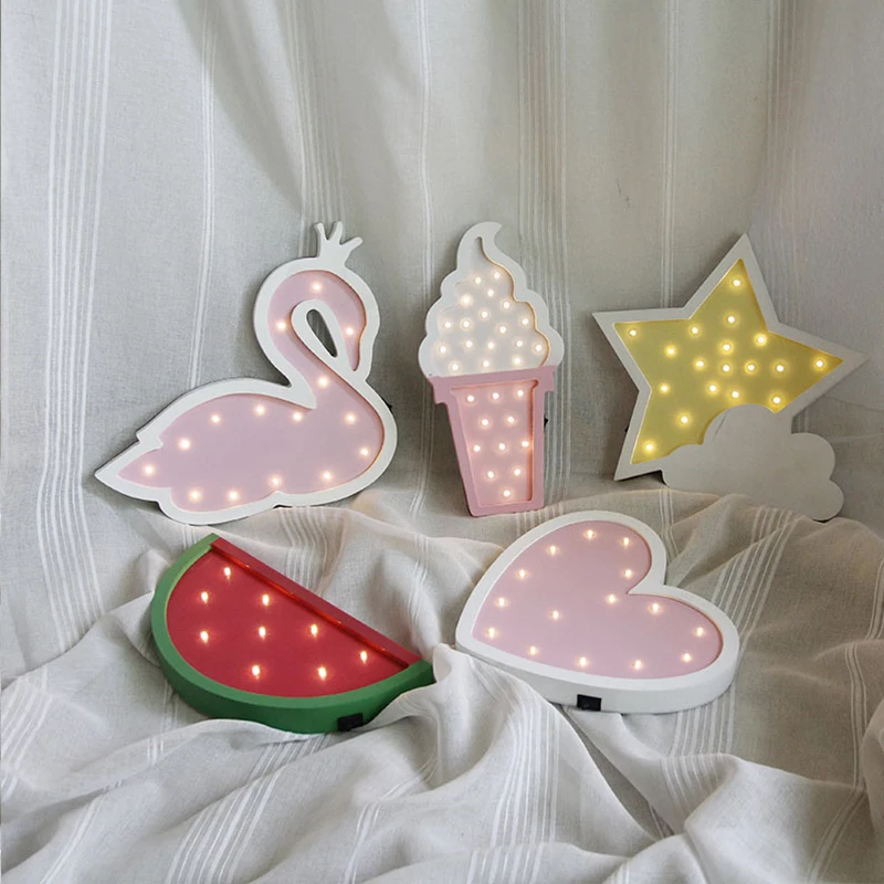 Животный дизайн деревянный настенный светильник слон Лебедь креативное