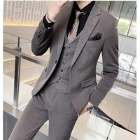 jacketvestpants 2021 new style mens high quality cotton business blazers coatmale slim groom dressman a three piece suit