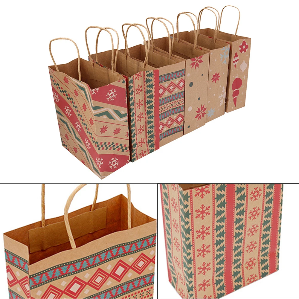 6/12 шт крафт Бумага Рождественский подарок сумка для рождественской вечеринки