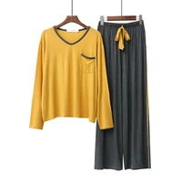 soft modal home suit for women 2pcs loose pajamas set female autumn new homewear pyjamas ladies sleepwear pants lounge pijamas