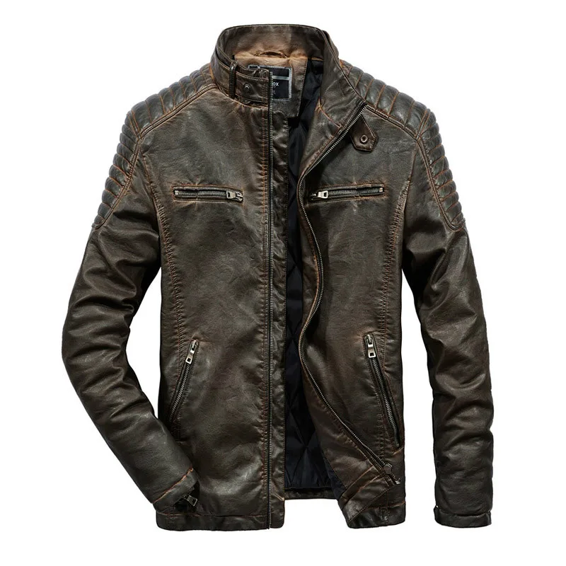 

2020 New Leather Jacket Men Fashion Casual Vintage jaqueta masculina couro High Quality Slim Cool Male Leather Coat Size S-3XL