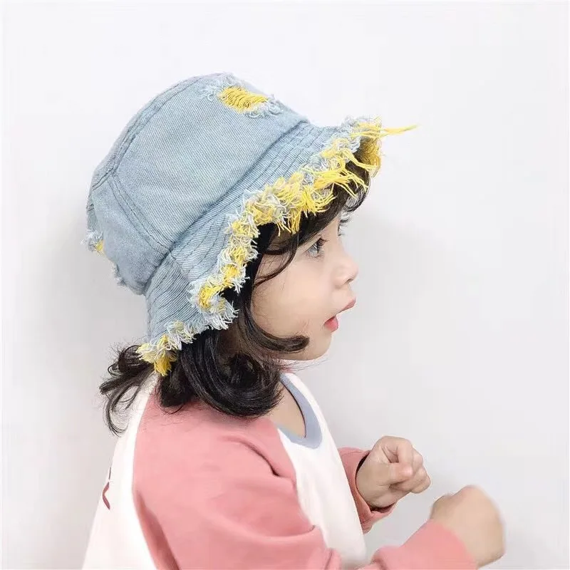 Складная джинсовая Панама для детей детские джинсы девочек солнцезащитная Кепка