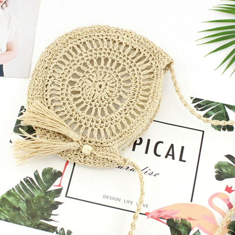 Ручная работа женская летняя Соломенная пляжная сумка на плечо для покупок сумки