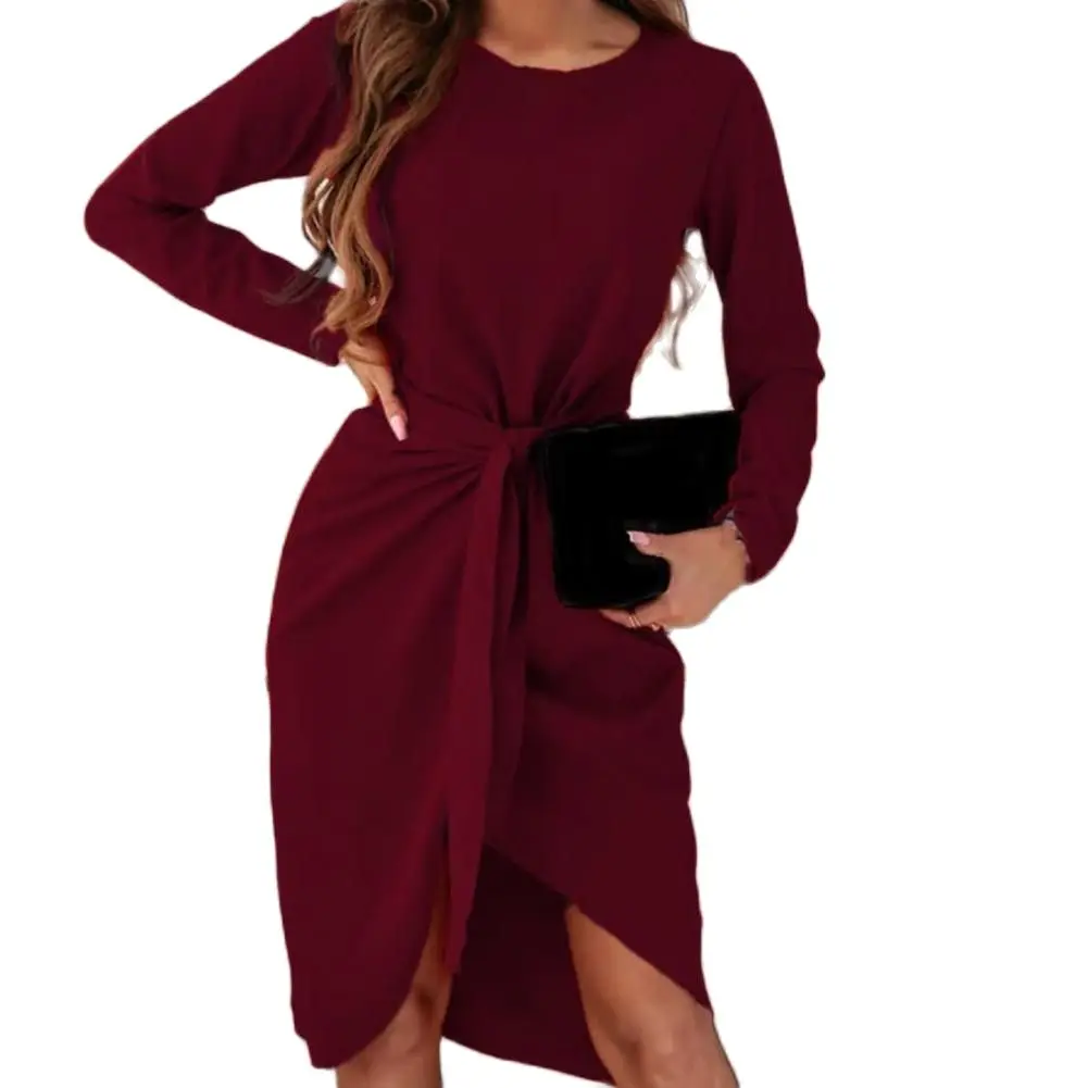 

Plus Size Women Dress Anti-deform Firm Hemming Dresses Irregular Hem Ruffle Sexy Party Dress