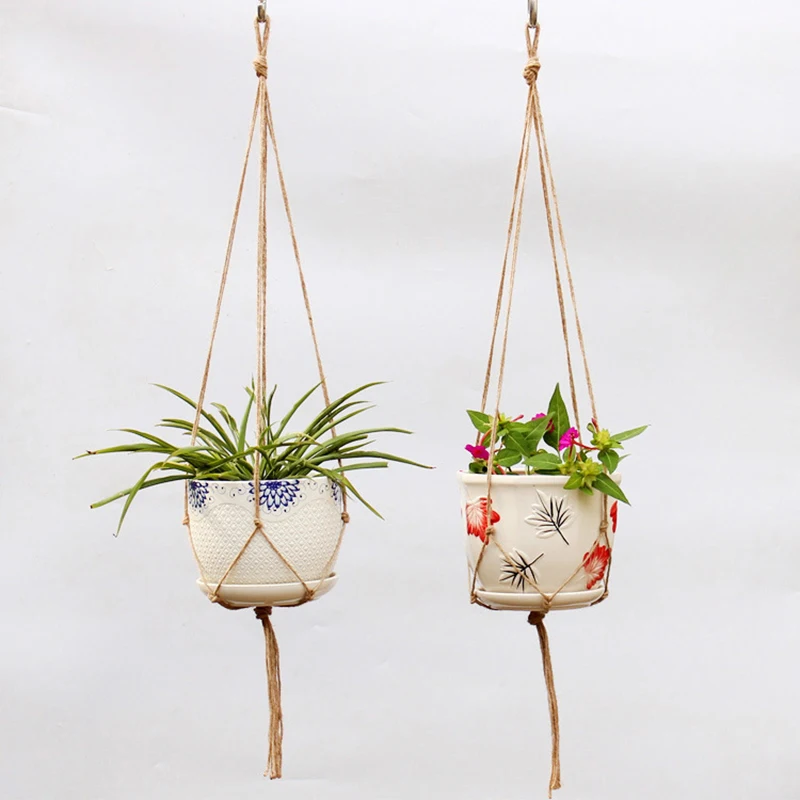 

Hanging Rope Basket Handcrafted Braided Hanger Pot Hemp Rope Flower Pots For Garden Green Plant Greening House DIY Decoration