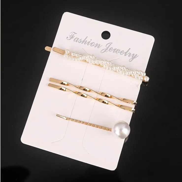 Cross 2(4Pcs) Элегантные жемчужные заколки для волос для женщин и девочек, металлическая заколка-палочка, Шпилька для волос, Золотая ручная работа, корейский дизайн, аксессуары для укладки волос - Цвет: Cross 2(4Pcs)
