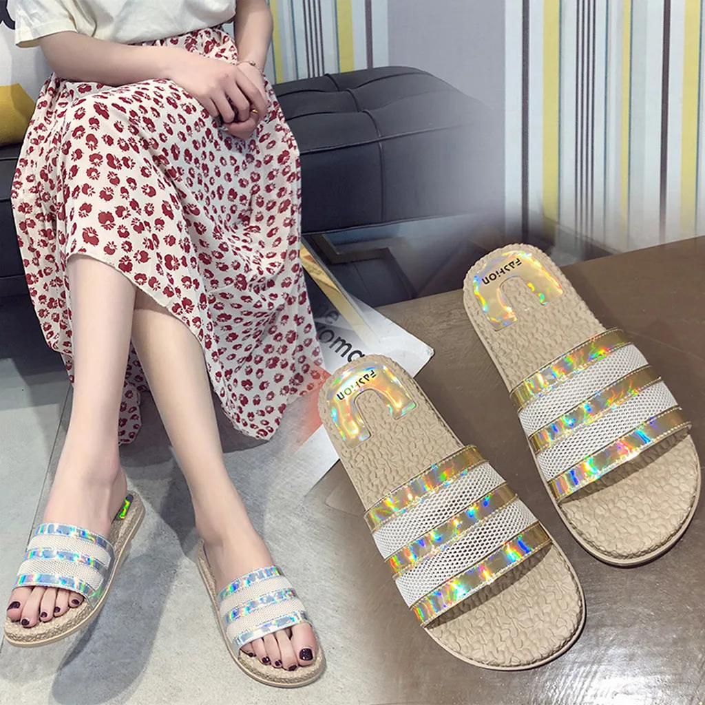 

shoes woman sandals technology sequin slippers flower non-slip wear-resistant soft bottom version rhinestones leisure