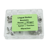 double winged mesh base dental lingual buttons bondable round orthodontic lingual button with traction hook direct eyelet 80pcs