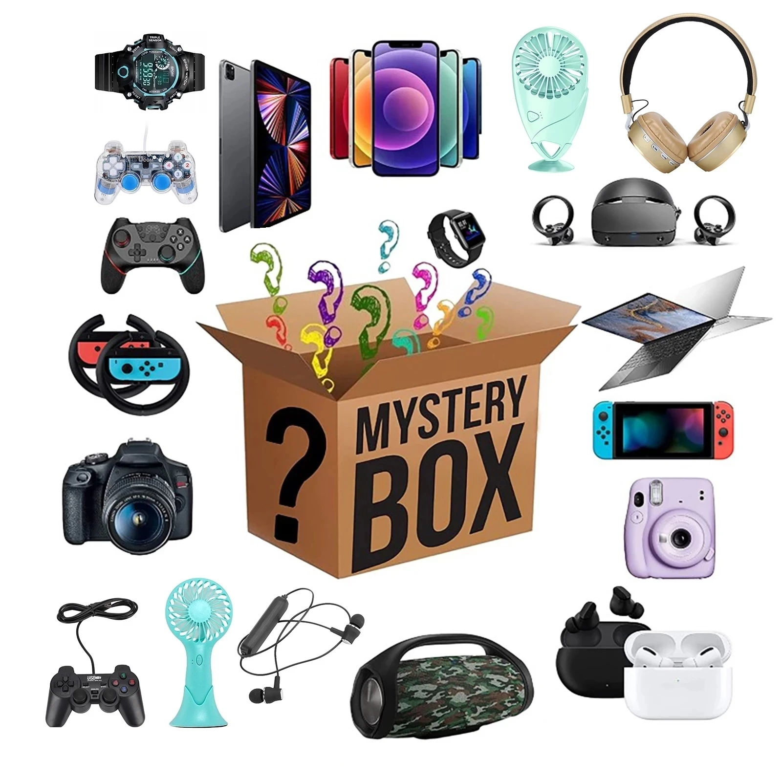 

Lucky Mystery Boxes,Mysterious Random Products,There is A Chance to Open:Such As Drones,Smart Watches,Gamepad,Anything Possible