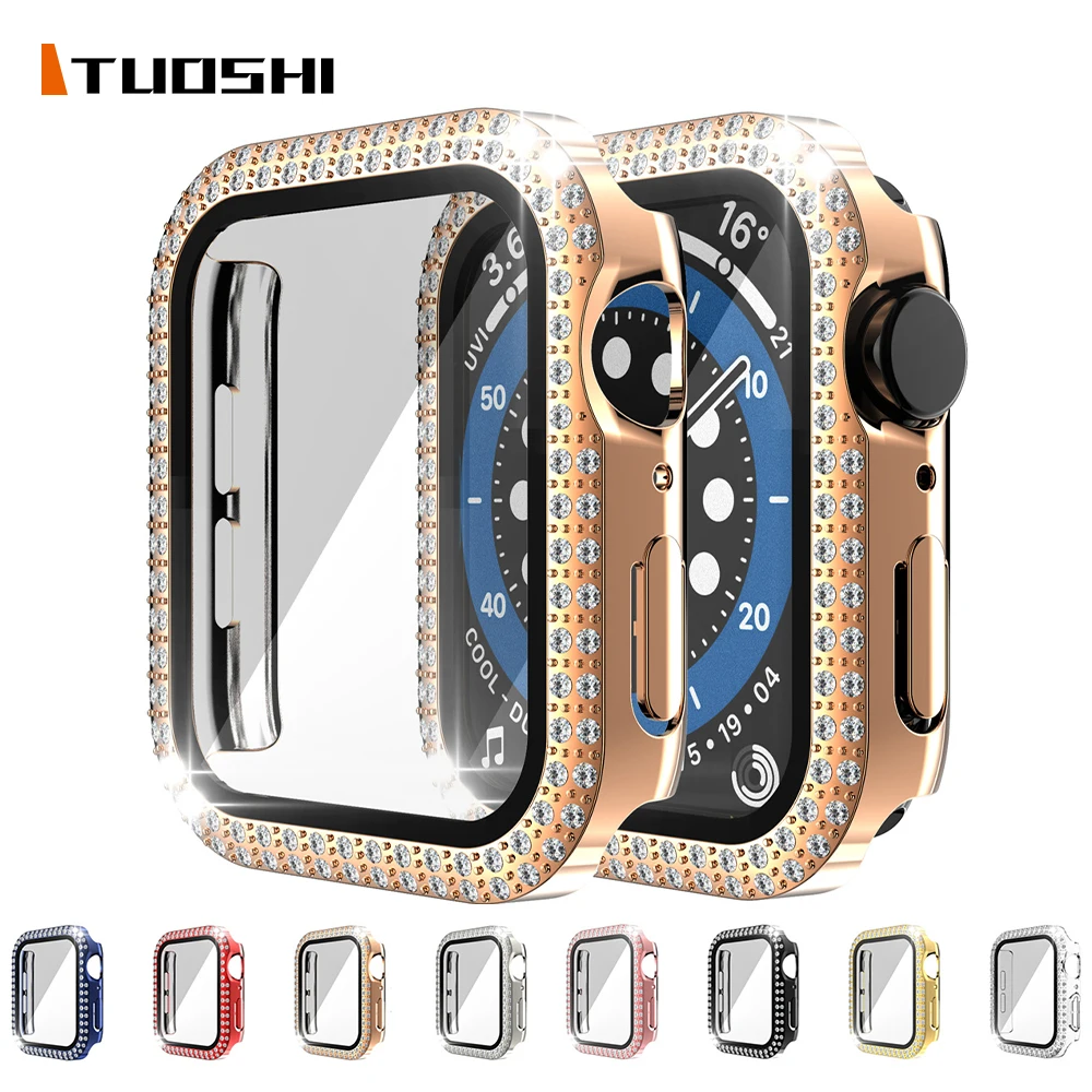 

Алмазный чехол для iWatch Series SE 6 5 4 3 2 1 38 мм 42 мм, бампер для часов Apple Watch SE 6 5 4 40 мм 44 мм, аксессуары для часов