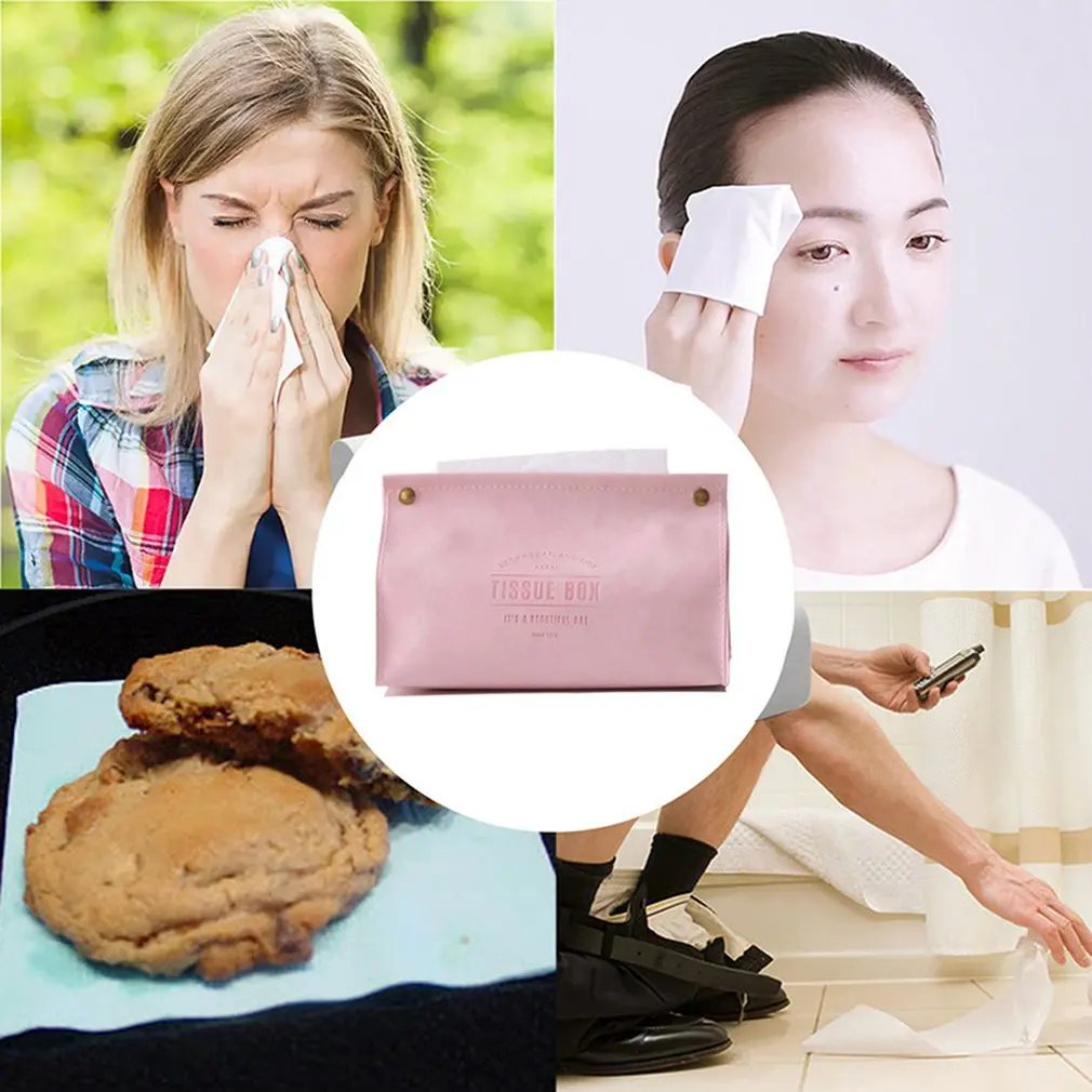 

Leather Paper Box Tissue Box Living Room Creative Home European Style Car Tissue Bag Waterproof And Oil-Proof