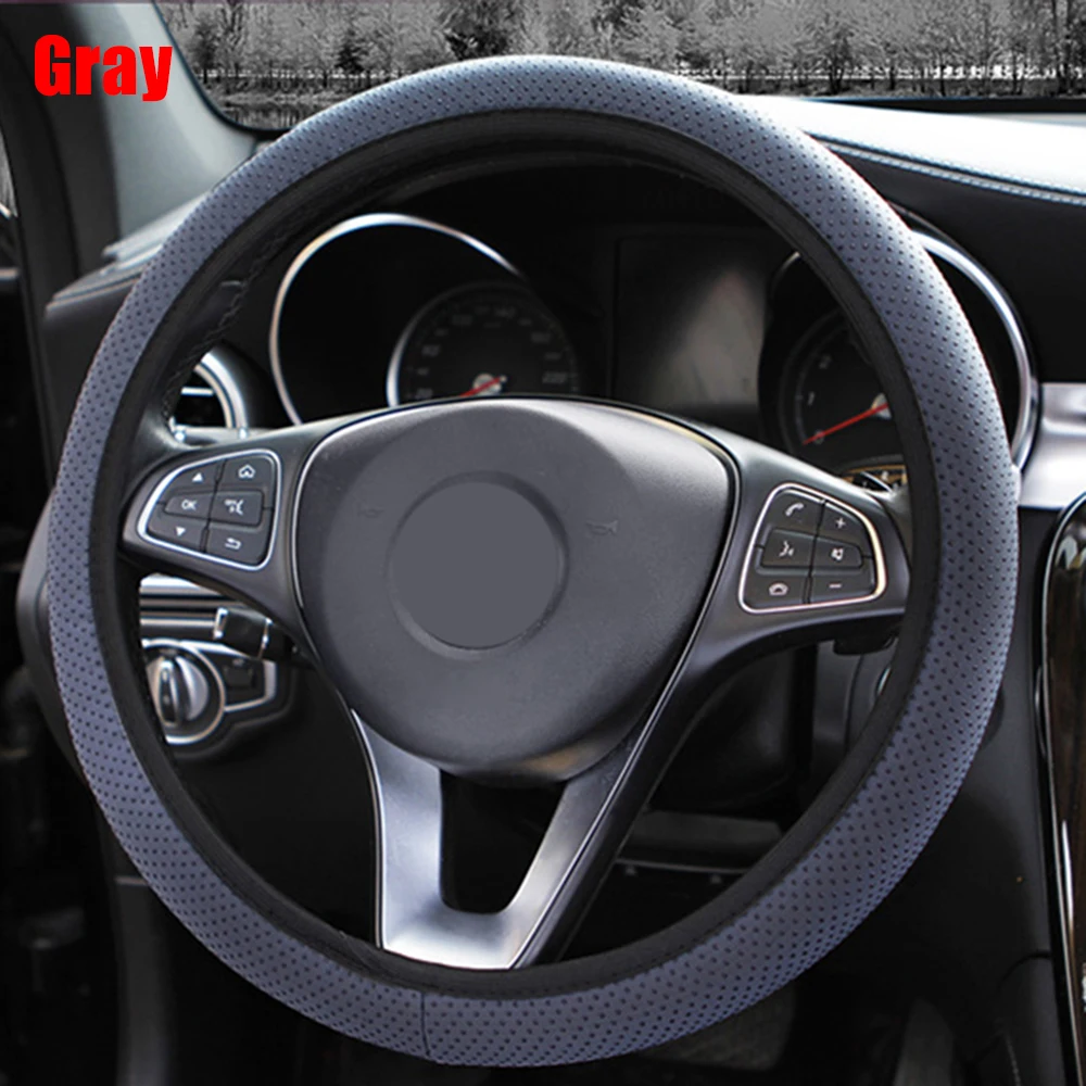 

38cm Car Decor Steering Wheel Cover Interior Parts Protector Knitted fabric