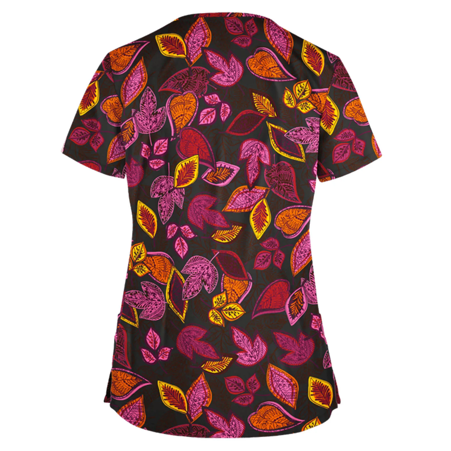 

Medical Blouse Woman 2021 Women Floral Short Sleeve V-neck Tops Working Uniform Plus Size Sexy Ladies