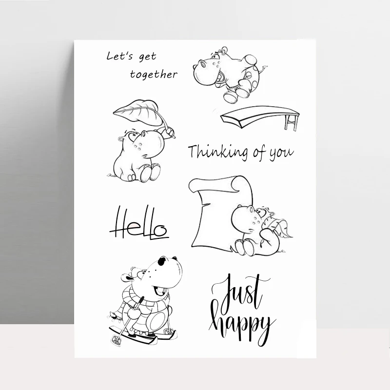 

Cute Hippo Clear Stamps Silicone /Seal for DIY Scrapbooking/Photo Album Decorative Card Making Clear Stamps Supplies