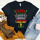 Женская футболка с рисунком Счастливого Рождества, футболка с рисунком Санта, о, мой Бог, Санта, близко, я знаю его, забавные женские Графические футболки с рисунком, женские футболки