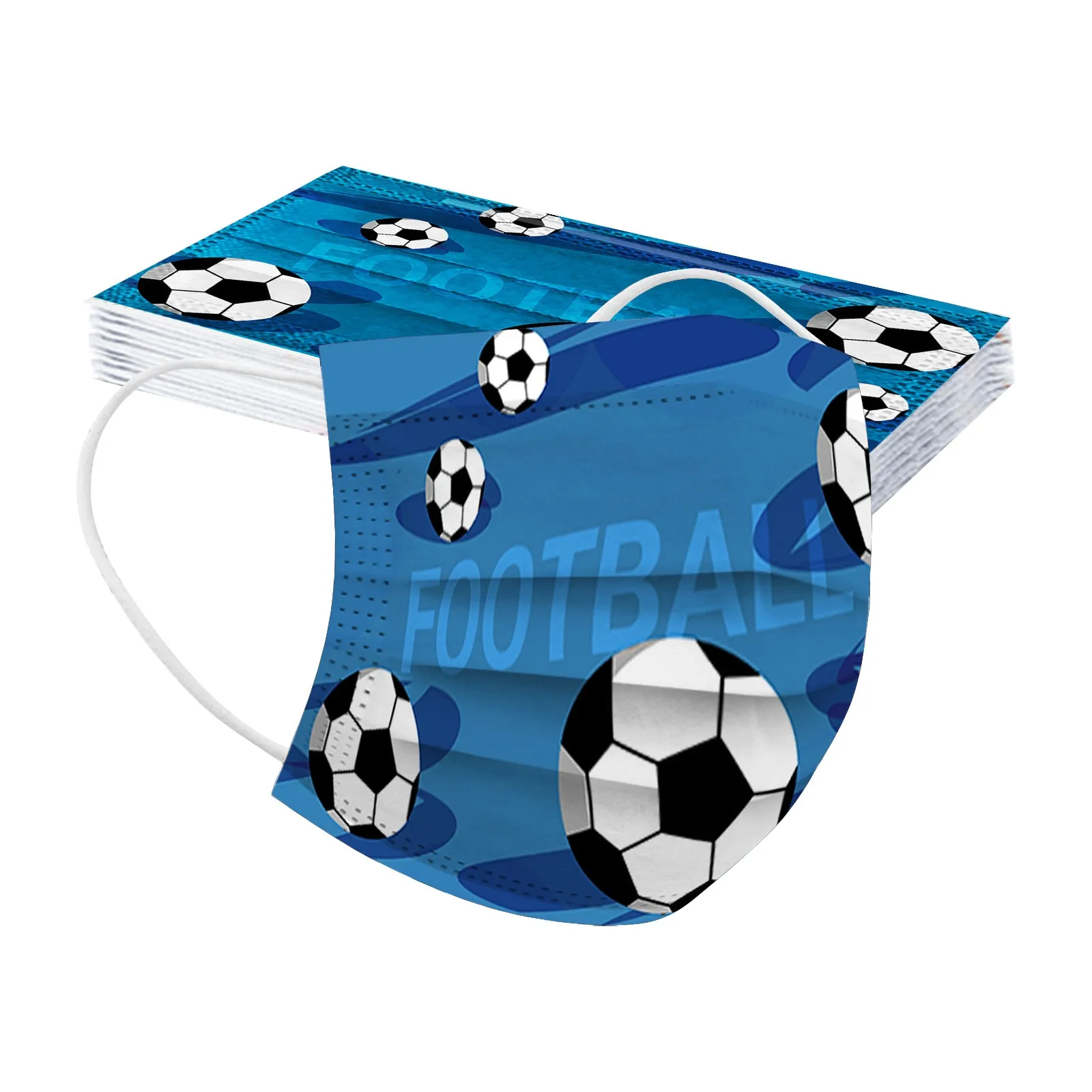 10/50pcs Football Print Face Masks Children's Three-layer Windproof Foggy Dust-proof Maskeuropean Cup Cartoon Disposable Mask | Красота и