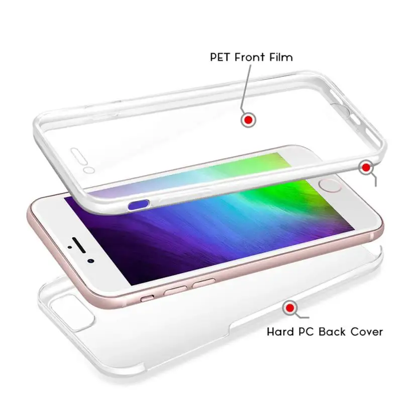Прозрачный мягкий чехол из ТПУ для телефона iPhone 12 Mini 11 Pro Max XS XR X 6 6S 7 8 Plus SE 360 задняя