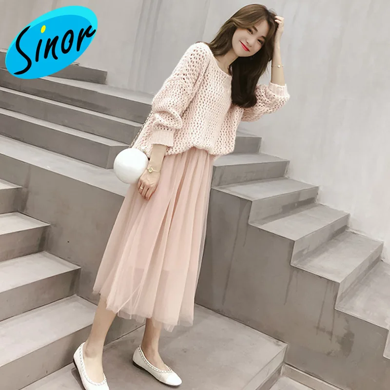 [Низкая цена] сетчатый красный женский костюм из двух предметов элегантное