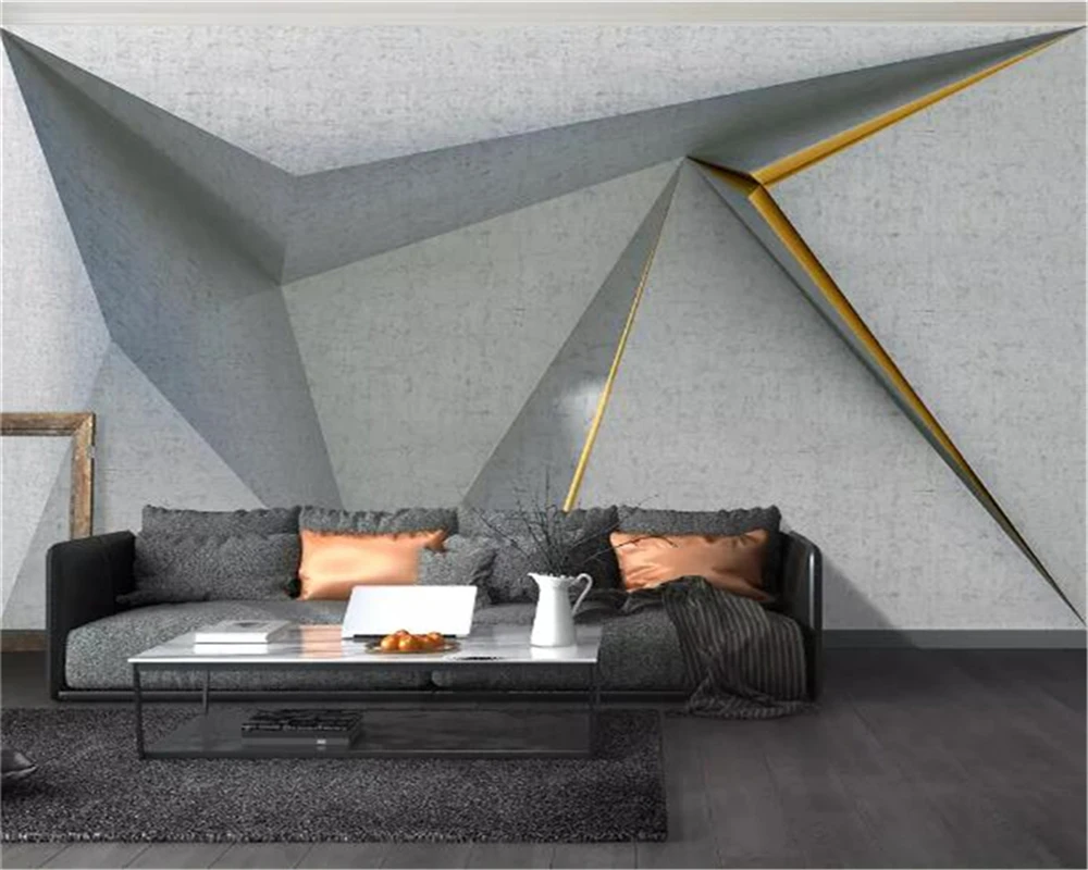Пользовательские 3d TGeometric обои бетон Золото HD Печать Гостиная спальня фон настенная живопись обои