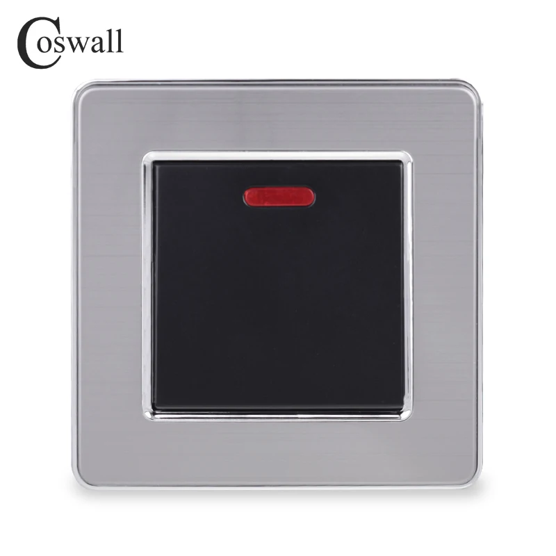 Black COSWALL 20A роскошный переключатель с неоновым индикатором высокой мощности кухонный водонагреватель вкл/выкл настенный выключатель Кондиционер Переключатель - Цвет: Black