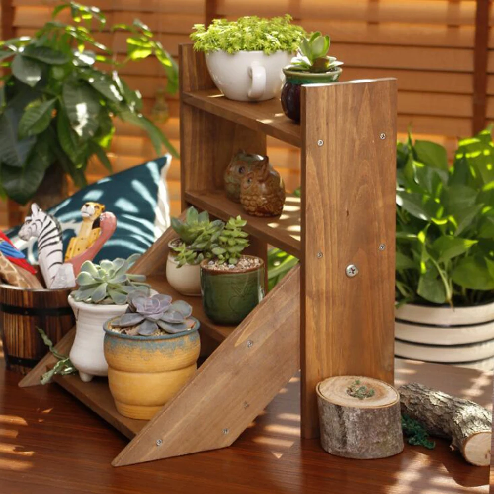 new wood flower shelf rack home floor-style living room green flower pot shelf multi-layer indoor flower stand Desktop flower s