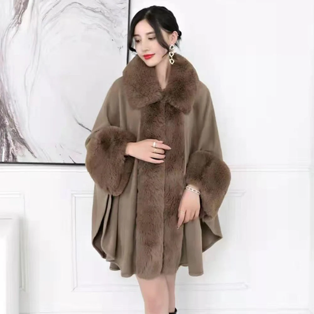 Женское зимнее пончо с отложным воротником и рукавом летучая мышь | Женская