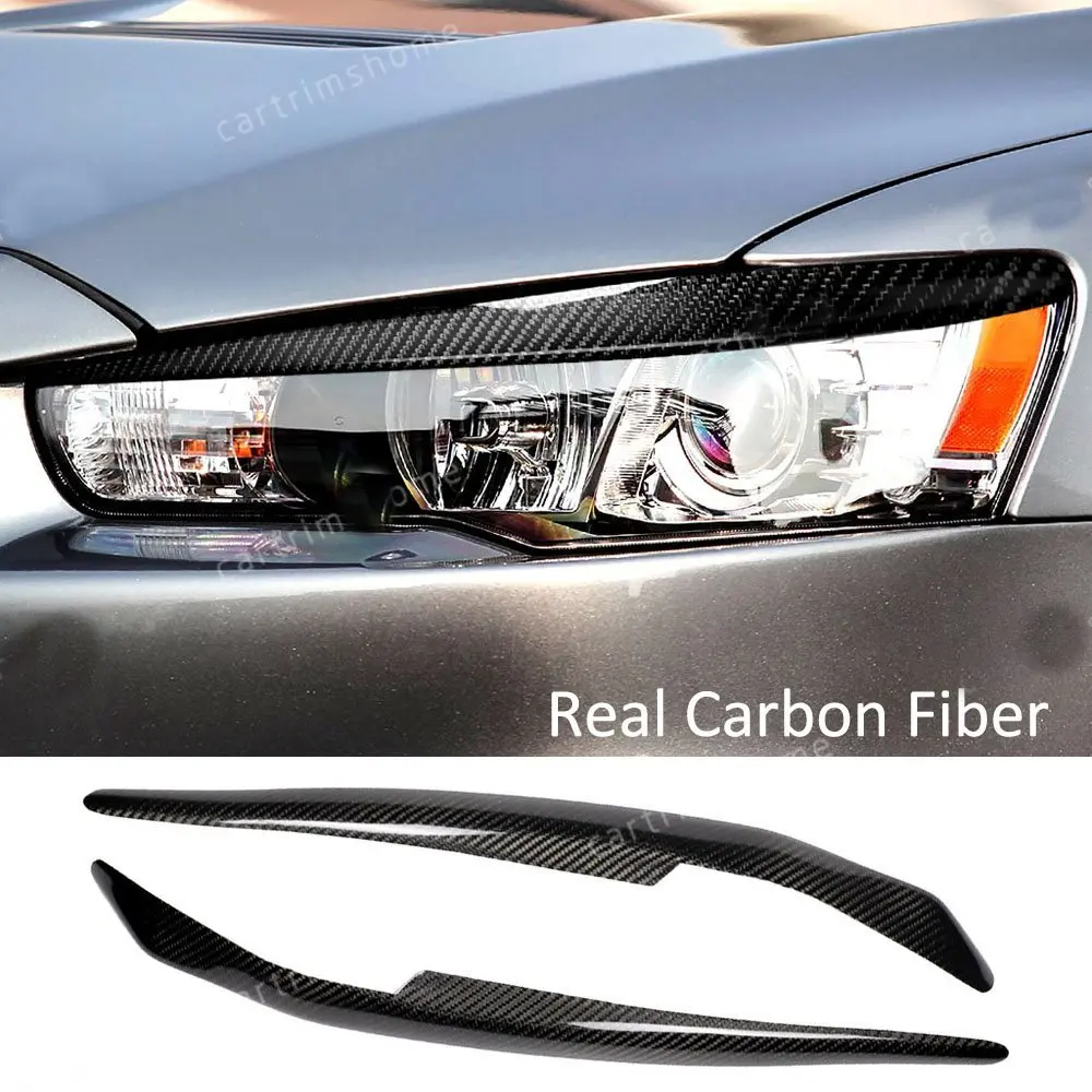 

Carbon Fiber Headlight Eyelids eyebrow Trim For Mitsubishi Lancer EVO 2008-2014