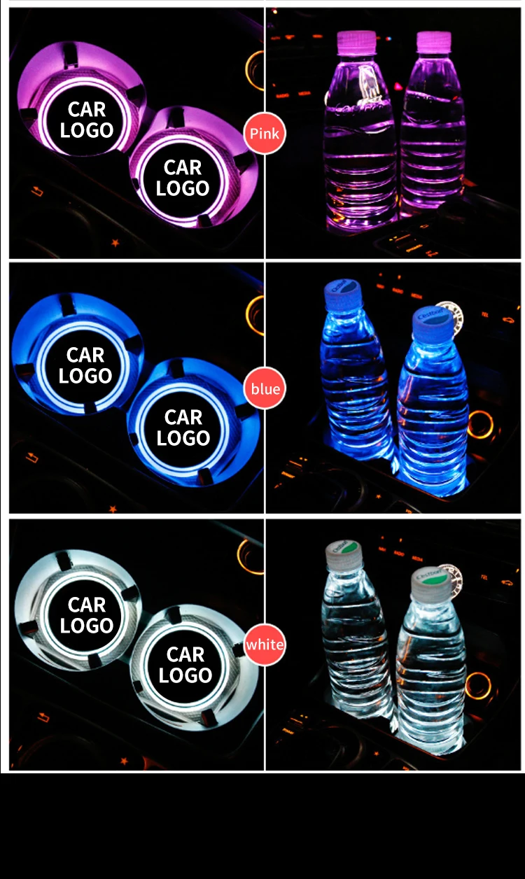 2X автомобильный Светящийся логотип светодиодный держатель чашки для напитков противоскользящие наклейки для Toyota Camry rav4 CHR Prius Corolla Avensis Auris