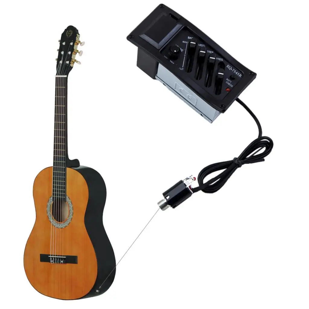 

4 Band EQ Equalizer Acoustic Guitar Preamps Pickup Tuner for Stage/ Show /Live Play