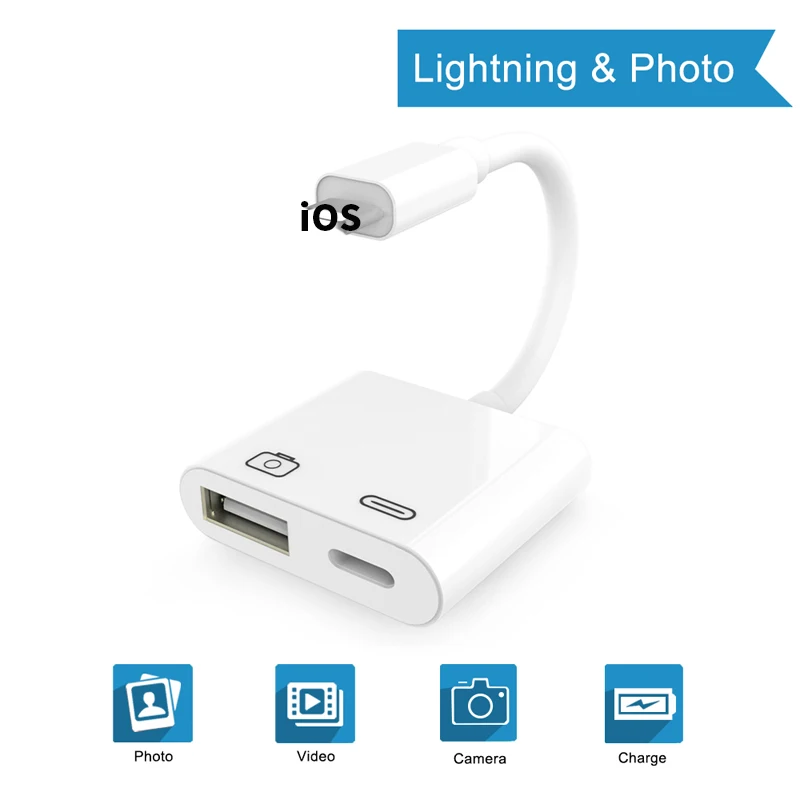 OTG адаптер для перехода от разъема Lightning к USB 3 Камера подключения читателя Наборы
