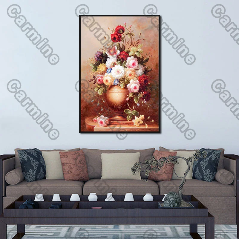 

Poster Vase Flowers Red White Plant Canvas Painting and Prints Wall Art Decoration for Living Room and Bedroom 2Pcs Frameless