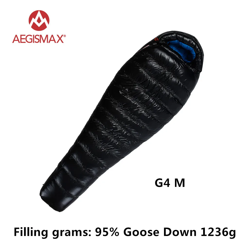 AEGISMAX G серия 95% белый гусиный пух Мумия зимний спальный мешок для кемпинга сверхлегкий дизайн перегородки сплайсинга удлиненный FP800 - Цвет: G4 M black